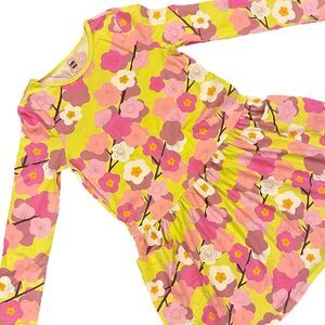 Tea Long Sleeve Pocket Dress Girls Size 12 Yellow Pink Floral Style 22F12319